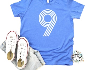 9th Birthday Shirt, Birthday Shirt for 9 Year Old, Kids 9th Birthday Tee, Simple Number 9 Shirt, Boy Girl Birthday Outfit