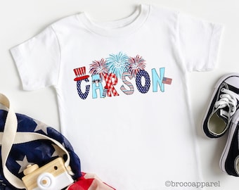 Personalized Fourth of July Boy Tshirt - Toddler July 4th Shirt - Boys Patriotic Tshirt - Custom 4th Of July Shirt
