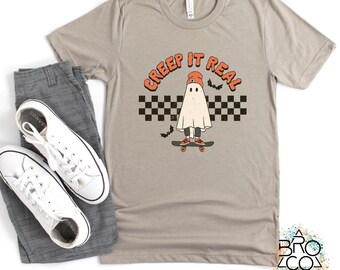 Creep It Real Boys Halloween Shirt | Halloween Toddler Tee | Retro Halloween Kids Shirt | Boys Fall Tee Shirt | Ghost Shirt