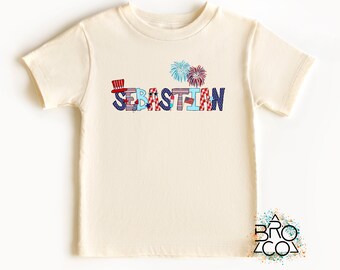 Boys 4th Of July | July 4th Toddler | Personalized Kids Shirt | Boys Patriotic Shirt | Custom Name Shirt | Fireworks Shirt Boy