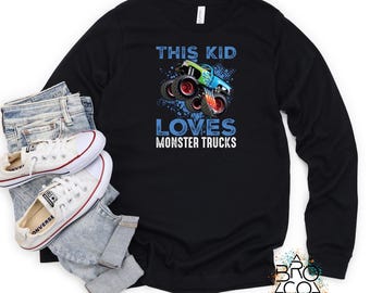 Monster Truck Long Sleeve Shirt | Monster Truck Gift | Kids Truck Shirt | Toddler Truck Tee | Truck Sweatshirt