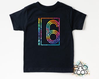 6th Birthday Shirt | Tie Dye Birthday Shirt | Custom Birthday Shirt | Boys 6th Birthday | 6th Birthday Party | Personalized Shirt