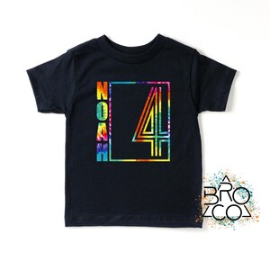 Boys 4th Birthday Tie Dye Shirt, Personalized Four Shirt