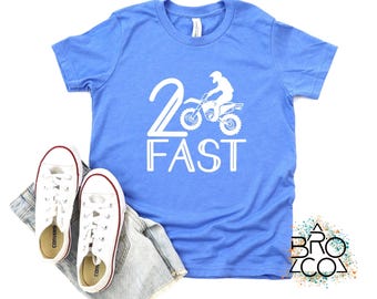 2 Fast Motocross Birthday Shirt, Dirt Bike Racing Tee, 2nd Birthday Tee Shirt