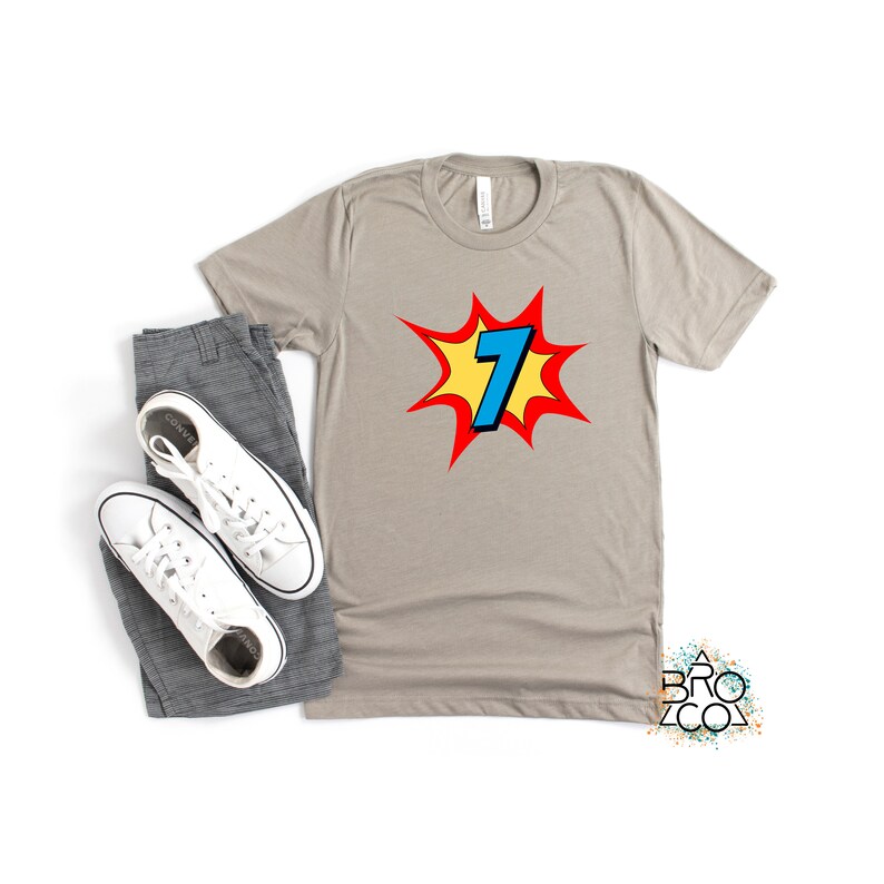 7th Birthday Shirt | Superhero Birthday | Boys 7th Birthday | 7th Birthday Boy | Seven Birthday | Superhero Party Shirt Heather Stone