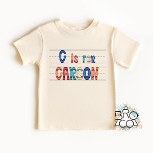 Personalized Back To School Tee - Crayon Name Shirt - Kindergarten Kids Tee - Boys Preschool Shirt - Letter Is For Name