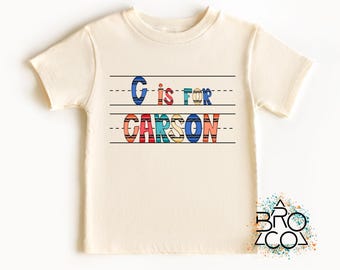 Personalized Back To School Tee - Crayon Name Shirt - Kindergarten Kids Tee - Boys Preschool Shirt - Letter Is For Name