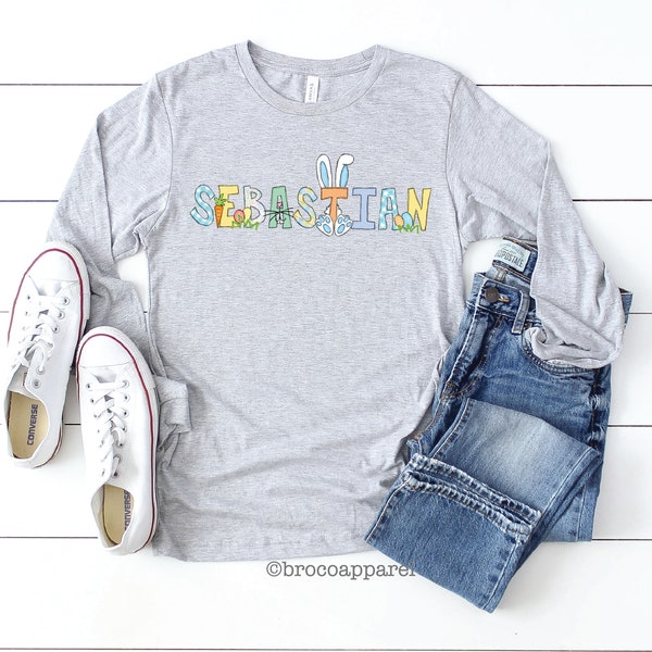 Personalized Easter Long Sleeve Shirt | Boys Easter Shirt | Toddler Easter Shirt | Easter Graphic Tee | Easter Shirts For Kids