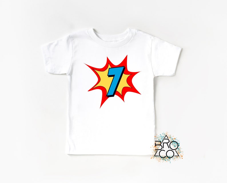 7th Birthday Shirt | Superhero Birthday | Boys 7th Birthday | 7th Birthday Boy | Seven Birthday | Superhero Party Shirt bild 1