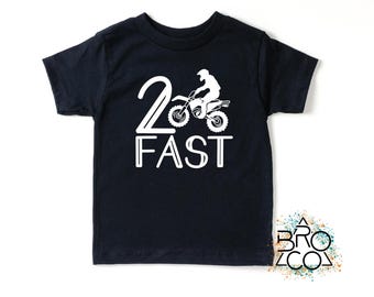 2 Fast Motocross Birthday Shirt, Boys Racing Tee