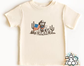 July 4th Shirt | Patriotic Dog Shirt | American Flag Tee | July 4th Toddler | Boys July Shirt | Patriotic Kids Shirt | Natural Tee