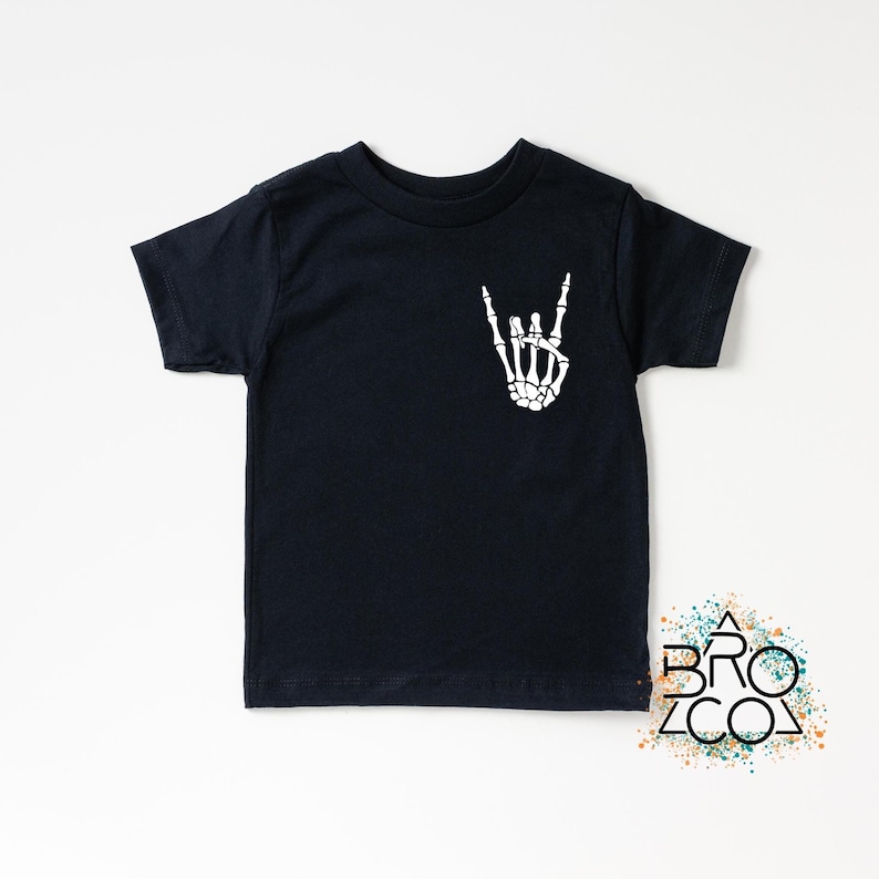 Kids Punk Rock Bones Shirt, Punk Rock Shirt, Kids Rock Shirt, Toddler Rock Shirt, Skeleton Rock Tee, Skeleton Rock Tshirt image 1