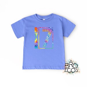 7th Birthday Shirt - Boys 7th Birthday - Tie Dye Birthday - Personalized Shirt - Birthday Party Shirt - Kids 7th Birthday Tee - Seven Shirt Blau