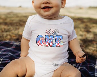Red White One Birthday Tee - July Birthday Tee - Birthday Bodysuit - 1st Birthday Shirt - July 4th Birthday