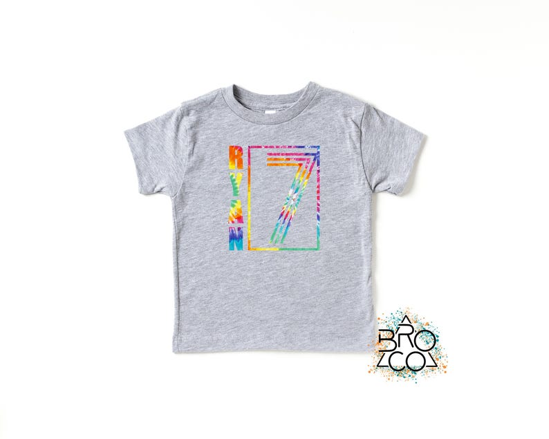 7th Birthday Shirt - Boys 7th Birthday - Tie Dye Birthday - Personalized Shirt - Birthday Party Shirt - Kids 7th Birthday Tee - Seven Shirt Bild 9
