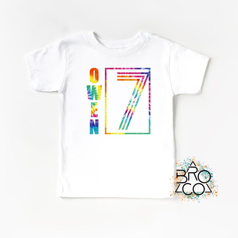 7th Birthday Shirt - Boys 7th Birthday - Tie Dye Birthday - Personalized Shirt - Birthday Party Shirt - Kids 7th Birthday Tee - Seven Shirt Bild 8