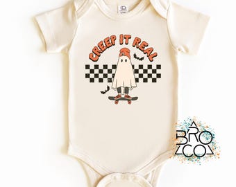 Creep It Real Boys Halloween Shirt - Retro Halloween Baby Shirt - Halloween Toddler Tee - Natural Bodysuit