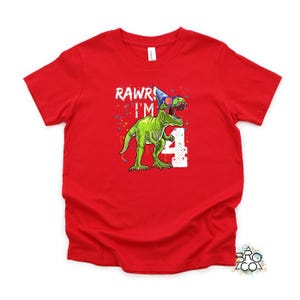 Rawr Im 4 / Camiseta de 4.º cumpleaños / 4.º cumpleaños de niño / Cumpleaños de dinosaurio / Cumpleaños de dinosaurio de niño / Camiseta de 4.º cumpleaños / Camiseta de 4.º cumpleaños Rojo