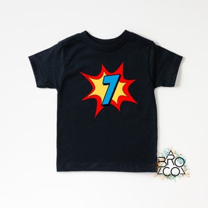 7th Birthday Shirt | Superhero Birthday | Boys 7th Birthday | 7th Birthday Boy | Seven Birthday | Superhero Party Shirt bild 9