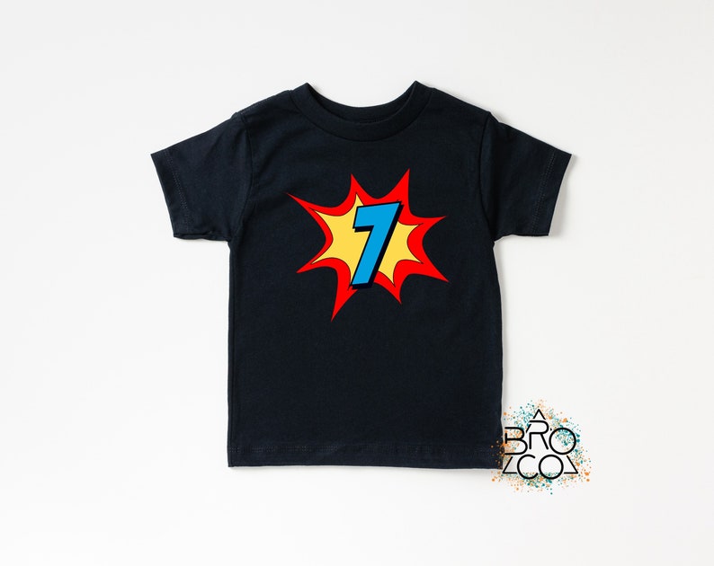 7th Birthday Shirt | Superhero Birthday | Boys 7th Birthday | 7th Birthday Boy | Seven Birthday | Superhero Party Shirt bild 9