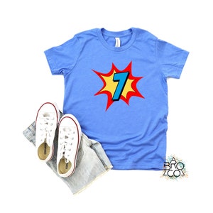 7th Birthday Shirt | Superhero Birthday | Boys 7th Birthday | 7th Birthday Boy | Seven Birthday | Superhero Party Shirt bild 8