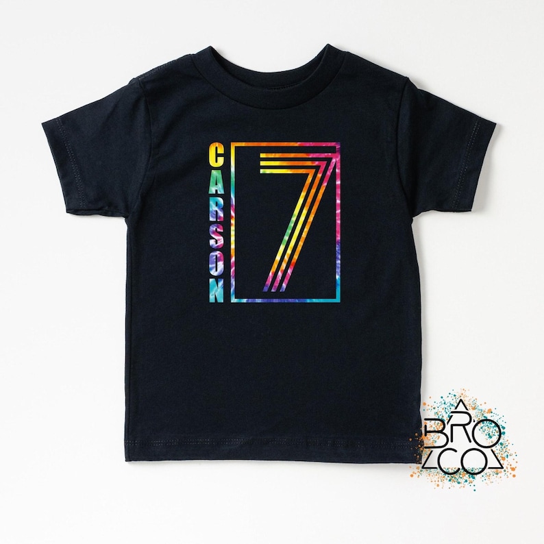 7th Birthday Shirt - Boys 7th Birthday - Tie Dye Birthday - Personalized Shirt - Birthday Party Shirt - Kids 7th Birthday Tee - Seven Shirt Bild 1