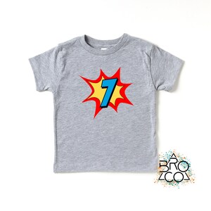 7th Birthday Shirt | Superhero Birthday | Boys 7th Birthday | 7th Birthday Boy | Seven Birthday | Superhero Party Shirt bild 6