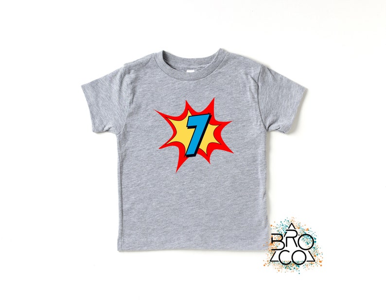 7th Birthday Shirt | Superhero Birthday | Boys 7th Birthday | 7th Birthday Boy | Seven Birthday | Superhero Party Shirt bild 6