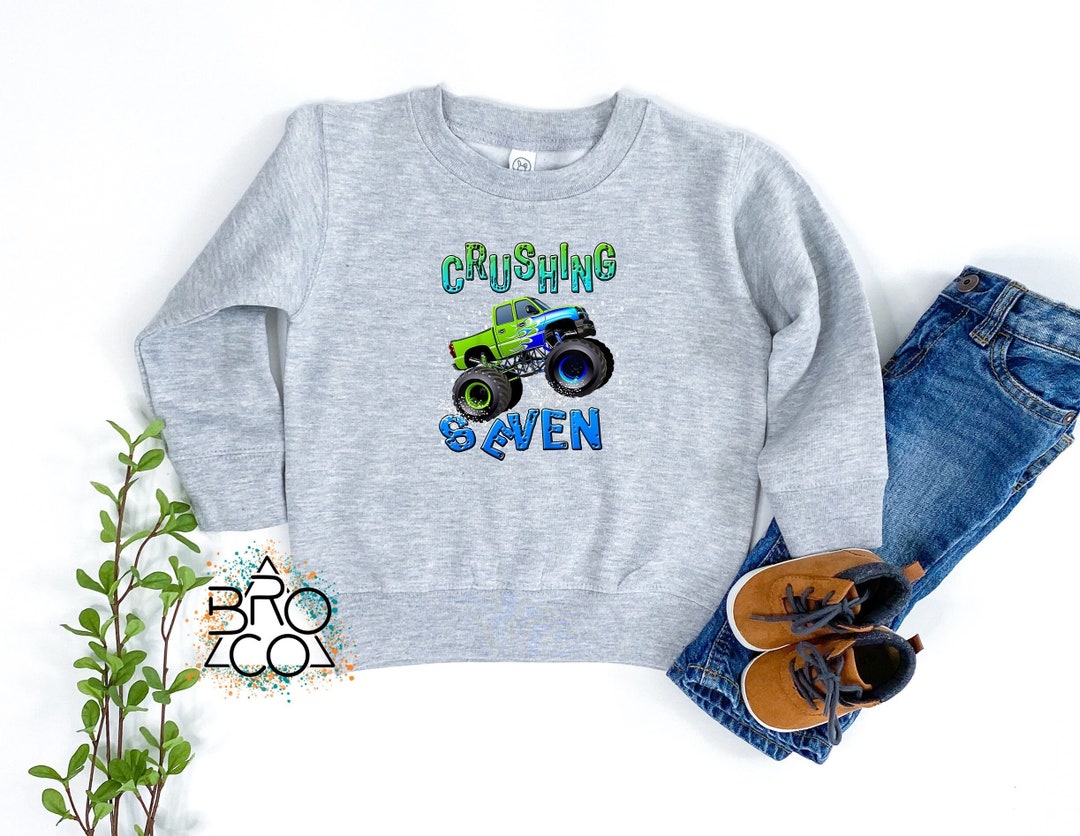 7th Birthday Sweatshirt Birthday Boy Sweatshirt Crushing 7 Etsy
