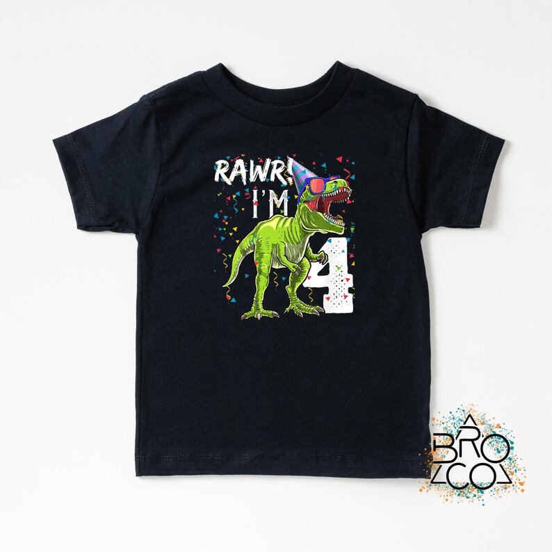 Rawr Im 4 / Camiseta de 4.º cumpleaños / 4.º cumpleaños de niño / Cumpleaños de dinosaurio / Cumpleaños de dinosaurio de niño / Camiseta de 4.º cumpleaños / Camiseta de 4.º cumpleaños Negro