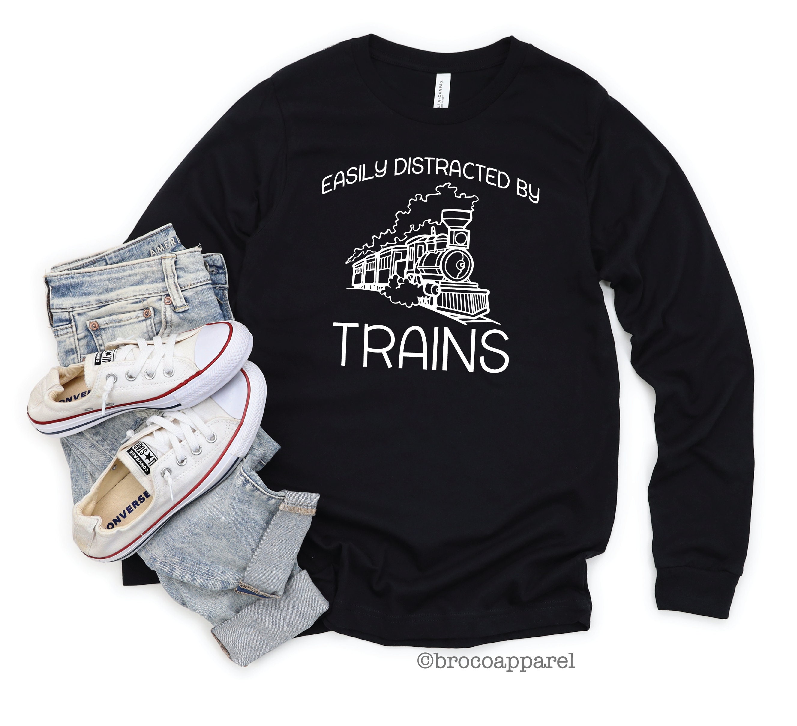 Eat Sleep Trains Repeat Kids T-Shirt - Organic Cotton, Black, Sizes 3/4Y To 12/14Y