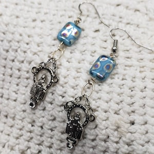 Religious Earrings,  Unique Earrings, Repurposed Jewelry, OOAK Gift, Upcycled Earrings, Christian Jewelry, Inspiration Jewelry, Special Gift