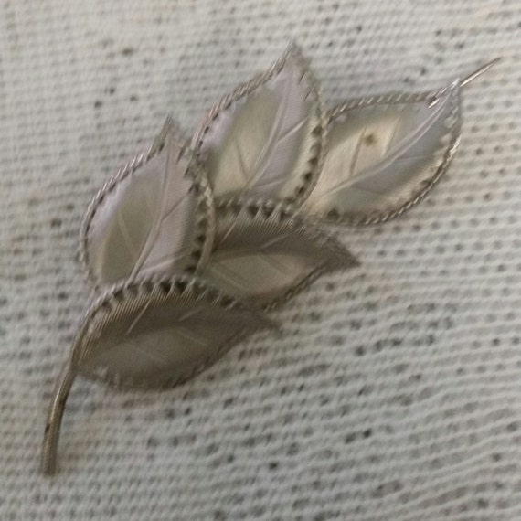 Vintage Leaf Brooch, Silver Leaf Brooch, Leaf Bro… - image 1