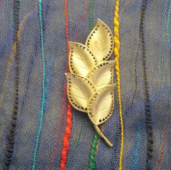 Vintage Leaf Brooch, Silver Leaf Brooch, Leaf Bro… - image 3