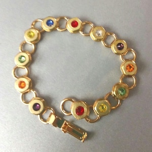 Hardware Bracelet, Multicolor Bracelet, Hex Nut Bracelet, Gold Link Bracelet, Swarovski Bracelet, Industrial Bracelet, Birthstone Bracelet