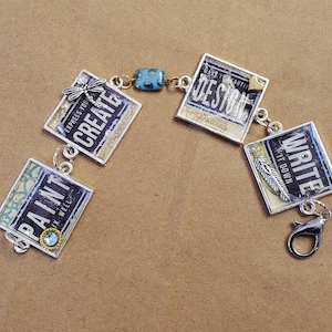 Word Bracelet,  Artist Bracelet,  Unique Bracelet,  Creative Gift, Designer Bracelet, Writers Bracelet,  Painter Bracelet, Artist Gift, OOAK