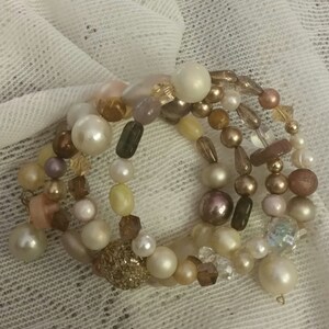 Beaded Wrap Bracelet in Neutral Shades