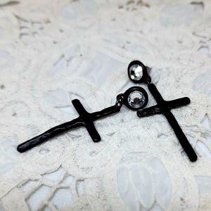 Cross Earrings, Hammered Bronze Earrings, Religious Earrings, Brown Earrings, Cross Jewelry, Versatile Earrings, Post Earrings