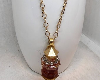 Vintage Perfume Bottle Necklace, Perfume Bottle Necklace, Perfume Bottle Jewelry, Unique Bottle Necklace,  OOAK Jewelry, Upcycled Bottle
