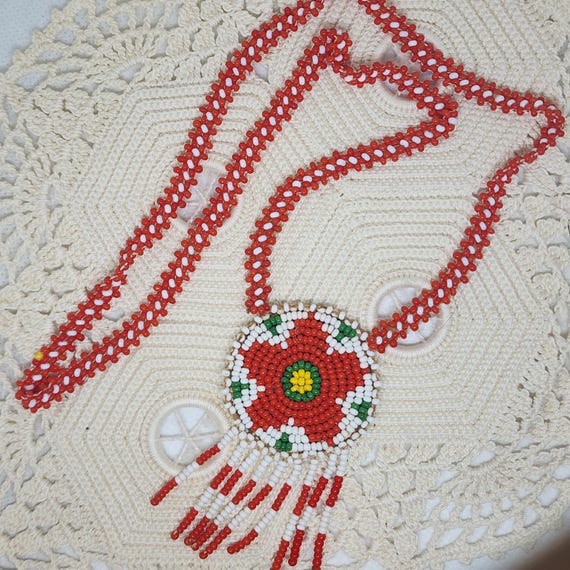 Beaded Necklace, Native American Bead Necklace, Vintage Native American Necklace, Cosplay Jewelry, Native American Necklace