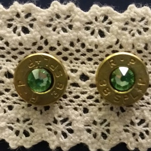 Bullet Earrings, Bullet Studs, Brass Studs, 38 Special Earrings, Western Jewelry, Unique Earrings, Upcycled Earrings, Swarovski Studs