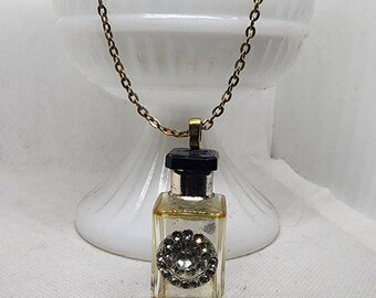 Altered Perfume Bottle, Perfume Bottle Necklace, OOAK Jewelry, Perfume Bottle Jewelry, Repurposed Perfume Bottle, Upcycled Vintage Jewelry