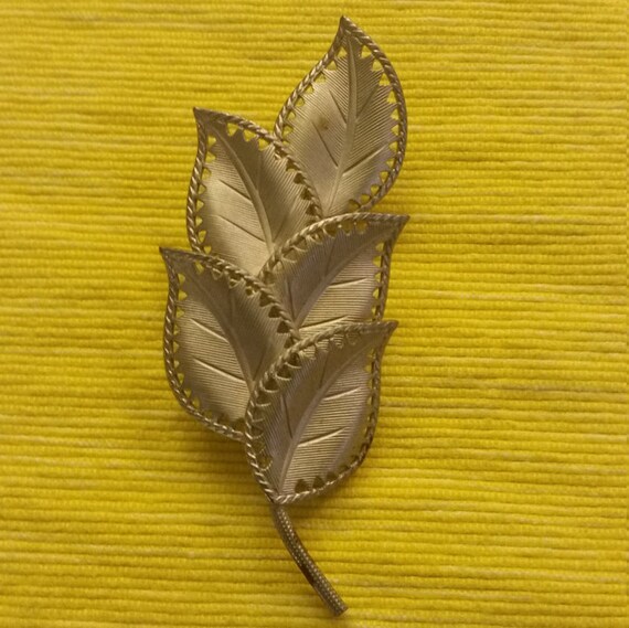 Vintage Leaf Brooch, Silver Leaf Brooch, Leaf Bro… - image 2
