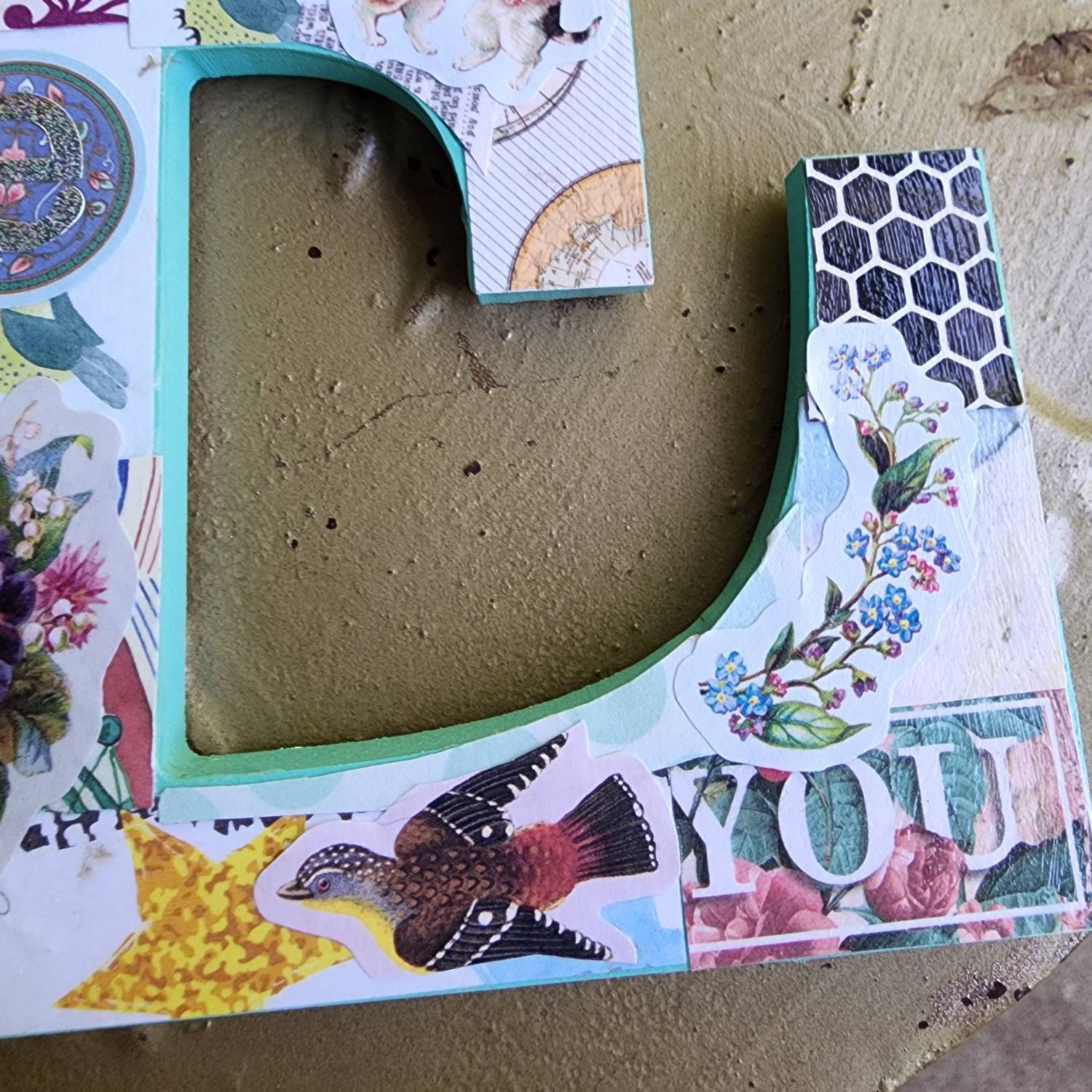 Initial Decor, Decoupaged Initial, Initial E Decor, Initial Wall Decor ...