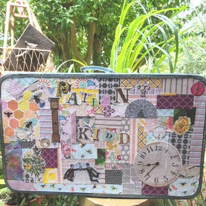 Vintage Suitcase, Upcycled Suitcase, Retro Suitcase, OOAK Suitcase, Decoupaged Suitcase, Nostalgic Luggage, Large Vintage Suitcase, Suitcase