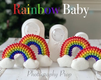 Rainbow baby newborn photography prop with clouds Soft Bright color