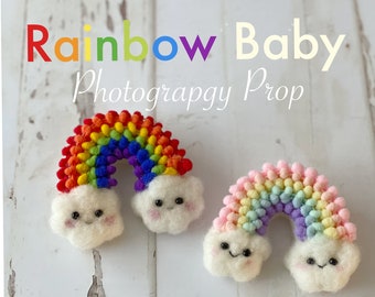 3" Rainbow baby | Newborn Photography Prop | Rainbow with clouds | Soft Pastel color | Bright color