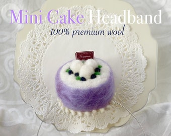 Blueberry Cake | Party Cake headband | Party Fascinator | Cake Headband | Cake Headpiece | Tea Party Headband | Cake Hat (Needle Felt)