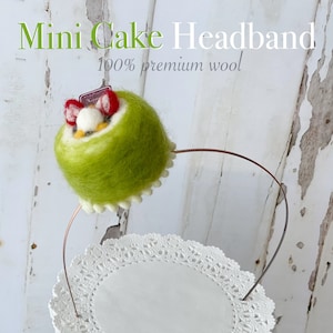 Green Tea Birthday Cake headband | Cake Fascinator | Cake Headband | Cake Headpiece | Cake Headpiece | Cake Hat (Needle Felt)
