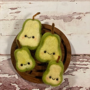 Set of 2 Felt Pears Kitchen Magnet Fruit Magnet Felt Wool Fruit Pear Magnet Kitchen Deco Office Magnet Needle Felted image 5